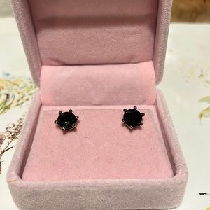 Juicy Couture Gold Tone & Black Stone Stud Earrings NEW firm
